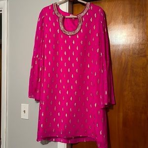 Pink & gold shimmer Lilly Pulitzer dress size 16